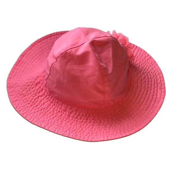 Carter's Baby Toddler Sun Hat Hot Pink Wide Brim and Fabric Flower Size 2T to 4T - Picture 6 of 7